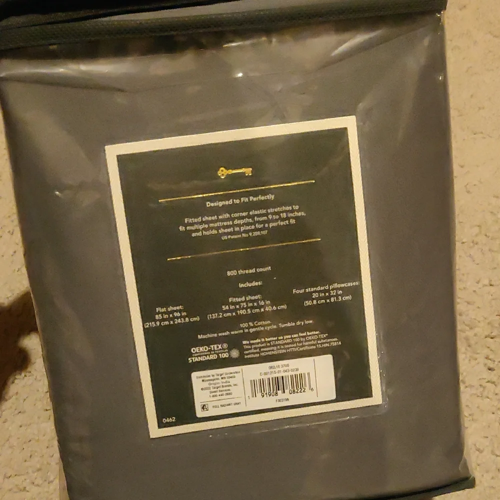 New!Threshold signature Full Bedding sheet set Luxury Gray Sateen Breathable y2k